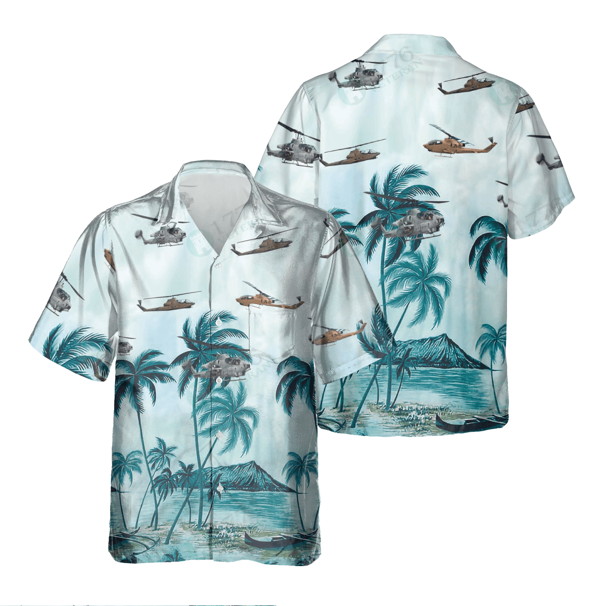 Ah-1 Cobra Pocket Hawaiian Shirt, Hawaiian Shirt for Men Dad Veteran, Patriot Day HO0481