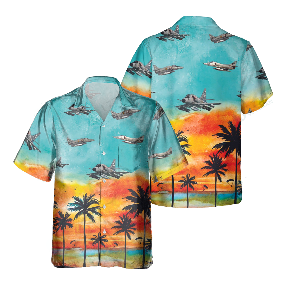 A-4 Skyhawk Pocket Hawaiian Shirt, Hawaiian Shirt for Men Dad Veteran, Patriot Day HO0152