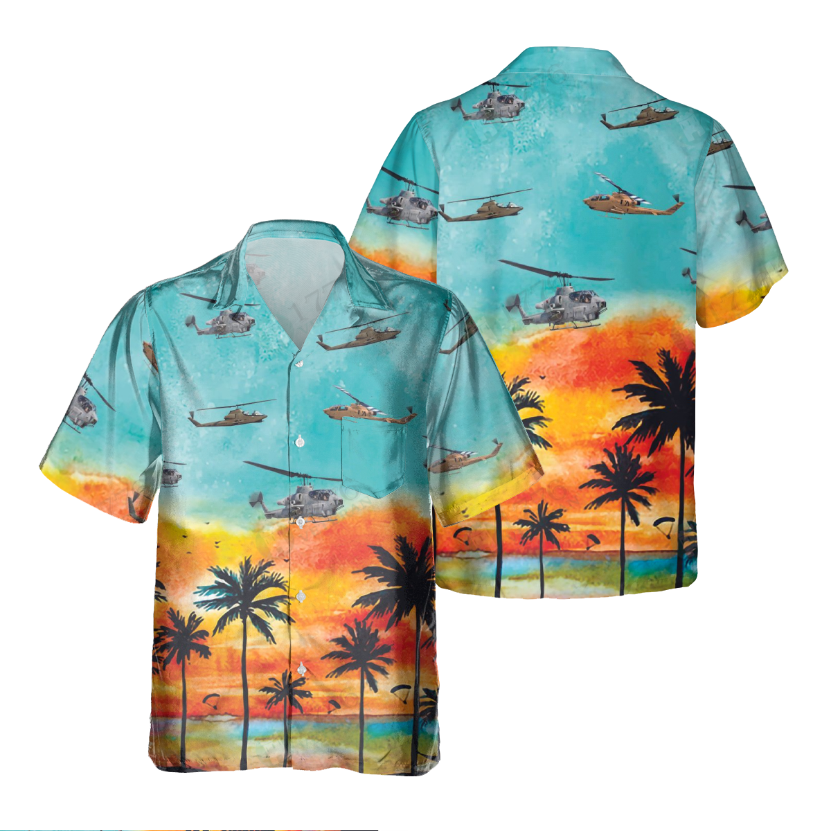 Ah-1 Cobra Pocket Hawaiian Shirt, Hawaiian Shirt for Men Dad Veteran, Patriot Day HO0481