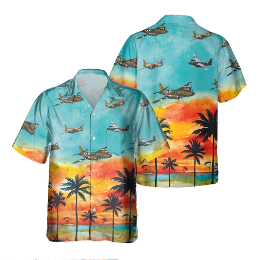 B-26 MARAUDER Dragon Pocket Hawaiian Shirt, Hawaiian Shirt for Men Dad Veteran, Patriot Day HO0149