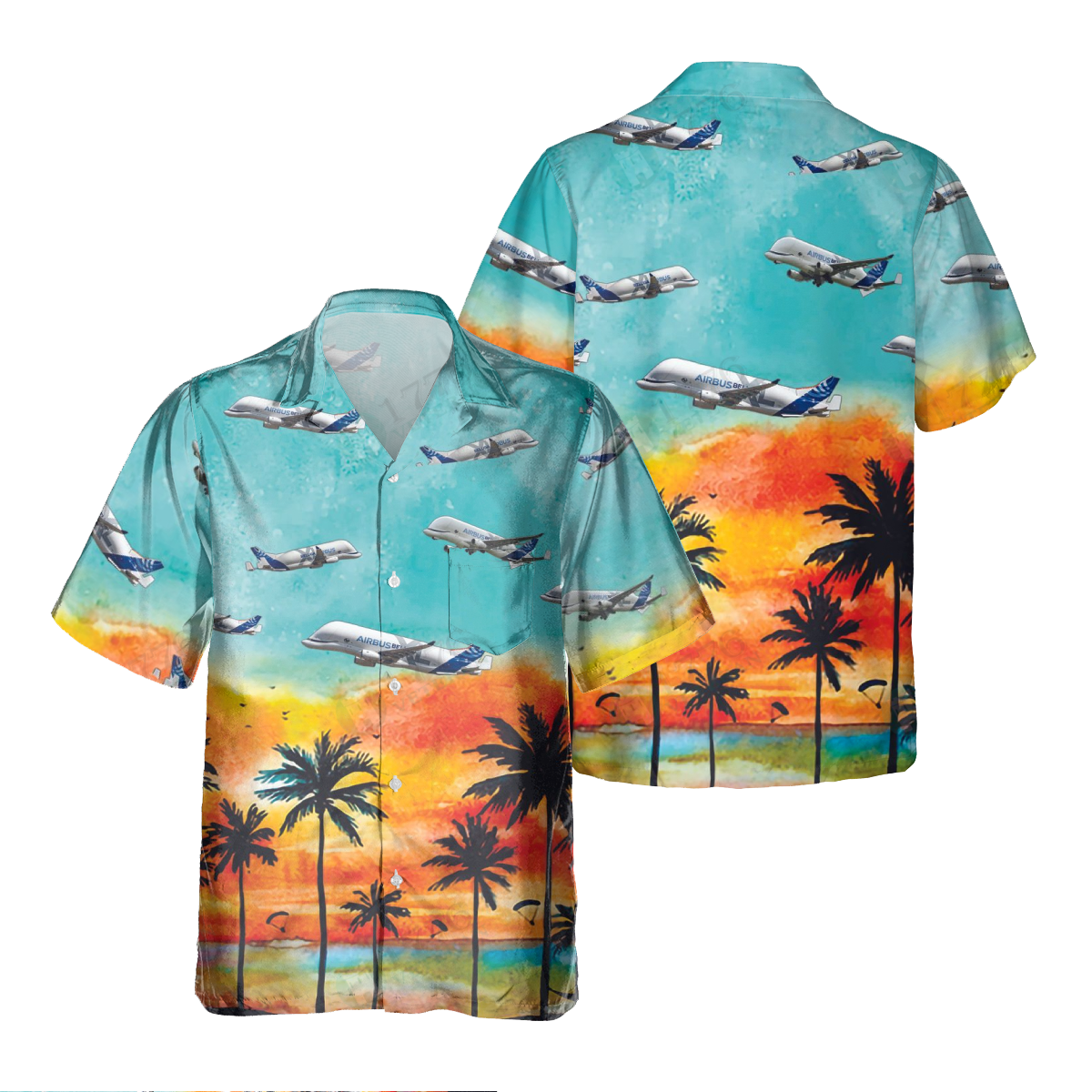 Airbus A300-600St, Beluga_Pocket Hawaiian Shirt, Hawaiian Shirt for Men Dad Veteran, Patriot Day HO0478