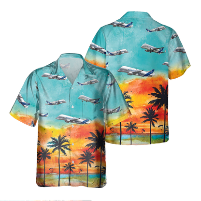Airbus A300-600St, Beluga_Pocket Hawaiian Shirt, Hawaiian Shirt for Men Dad Veteran, Patriot Day HO0478
