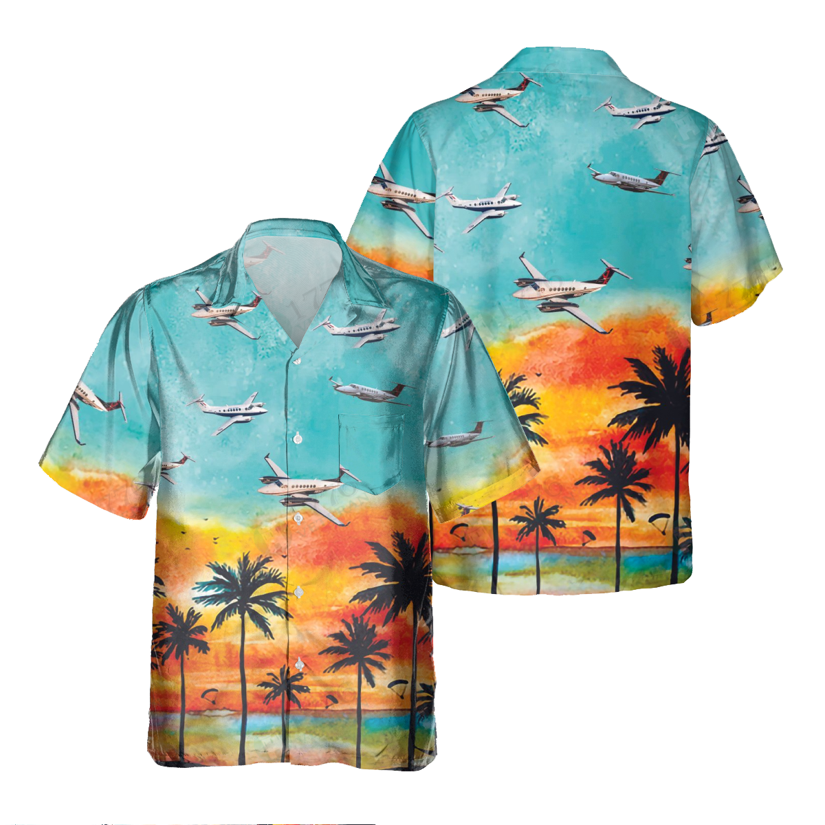 BEECHCRAFT KING AIR 350 Pocket Hawaiian Shirt, Hawaiian Shirt for Men Dad Veteran, Patriot Day HO0148