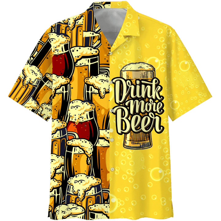 Beer Summer Hawaiian Shirt, Drink More Beer Watercolor Hawaiian Shirt, Hawaii shirts mens HO2006