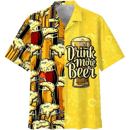Beer Summer Hawaiian Shirt, Drink More Beer Watercolor Hawaiian Shirt, Hawaii shirts mens HO2006