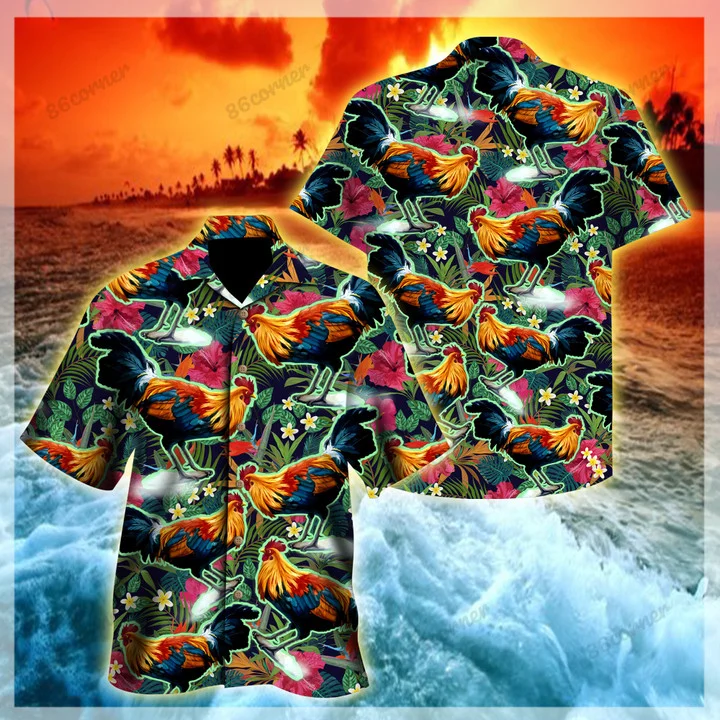 Chicken Hawaii Shirt, Summer aloha shirt, Gift for summer HO0778
