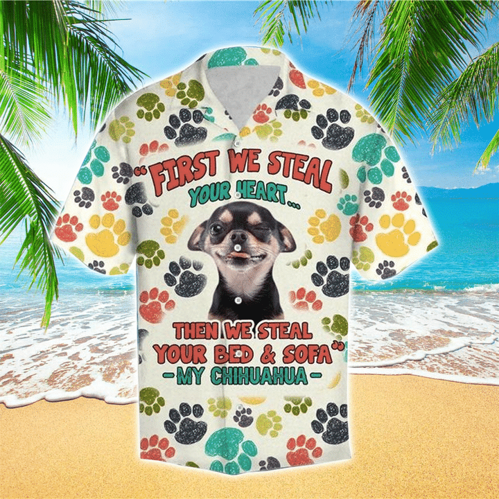 Chihuahua Terrier hawaiian Shirt, Chihuahua Clothing, Flowers Aloha Shirt For Dog Lovers HO2444