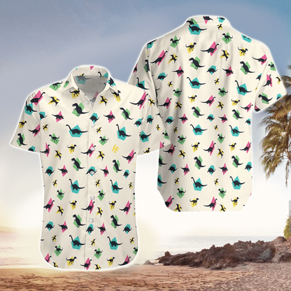 Dinosaurs Aloha Shirt, Dinosaurs pattern Hawaiian Shirt For Dinosaurs Lovers HO2194