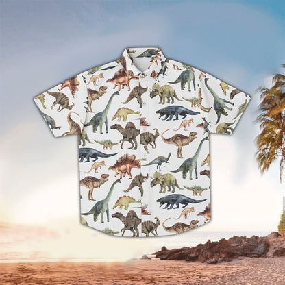Dinosaurs Aloha Shirt, Dinosaurs pattern Hawaiian Shirt For Dinosaurs Lovers HO2194