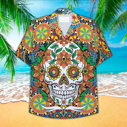Dilligaf Flame Skull With G Hawaiian Shirt, Perfect Skull Clothing, Skull Hawaii Shirt Men HO2715