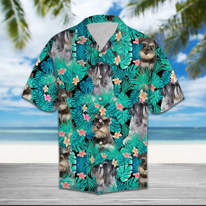 Miniature Schnauzer Mix Native Tropical Hawaiian Shirt HO2373