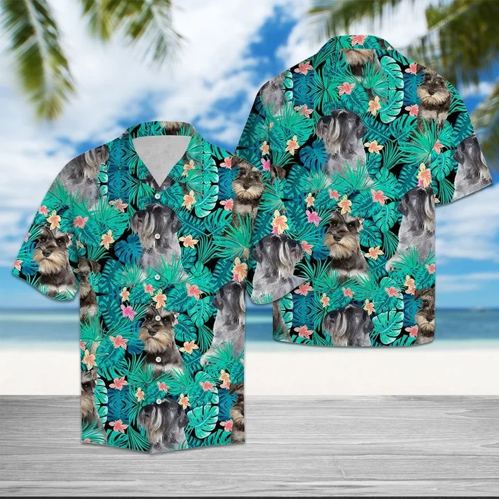 Miniature Schnauzer Mix Native Tropical Hawaiian Shirt HO2373
