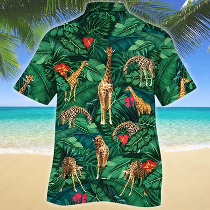 Amazing Green Leaves And Giraffe Lovers Gift Design Hawaiian Shirt HO2166