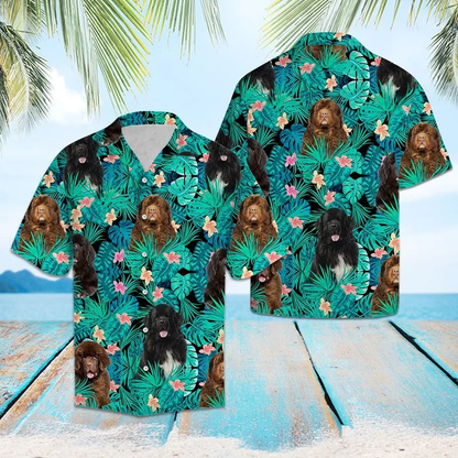 Newfoundland Hawaii shirt, Lovely Newfoundland Tropical Leaves And Hibiscus Hawaiian Shirt HO2180
