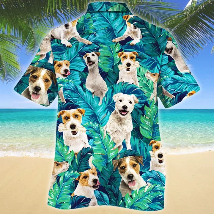 Parson Russell Terrier Dog Lovers Tropical Leaves Pattern Hawaiian Shirt HO2173