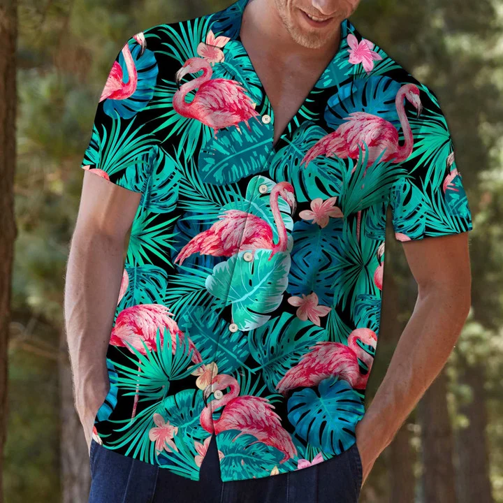 Flamingo Animal Species Tropical Jungle Design Hawaiian Shirt HO2184