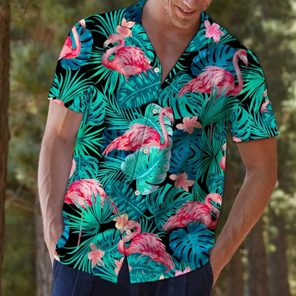 Flamingo Animal Species Tropical Jungle Design Hawaiian Shirt HO2184
