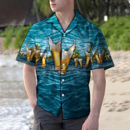 The Beauty Of Nature Beer Blue Ocean Pattern Hawaiian Shirt HO2159