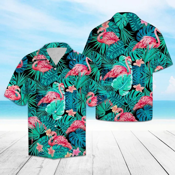Flamingo Animal Species Tropical Jungle Design Hawaiian Shirt HO2184
