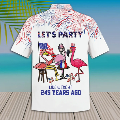 Let's Party Flamingo American Flag Hawaiian Shirt HO2151