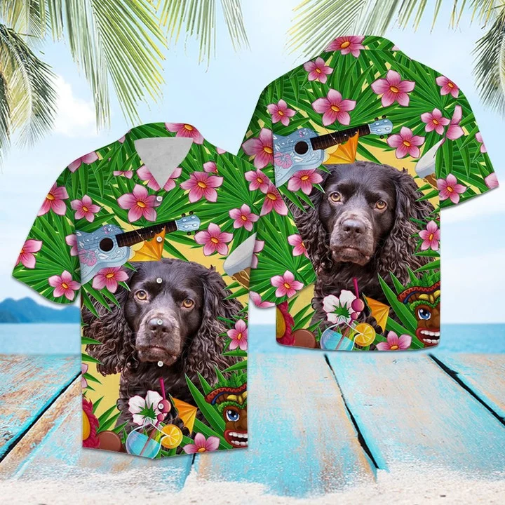 Black Boykin Spaniel Summer Party Pattern Hawaiian Shirt HO2187