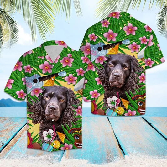 Black Boykin Spaniel Summer Party Pattern Hawaiian Shirt HO2187