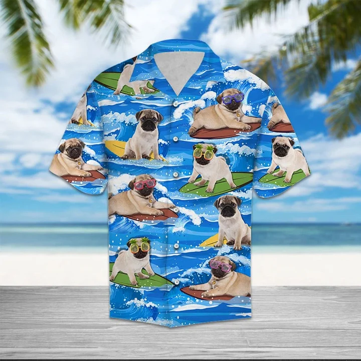 All I Need Is Pug Beach Abd My Dogs Pattern Hawaiian Shirt HO2146
