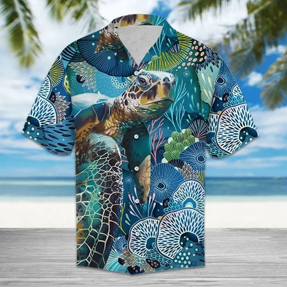 Realistic Turtle Coral Wonderful Ocean World Hawaiian Shirt HO2158