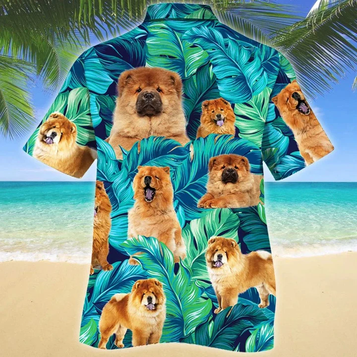 Cute Chow Chow Dog Lovers Gift Ideas Summer Beach Palm Tree Pattern Hawaiian Shirt HO2153