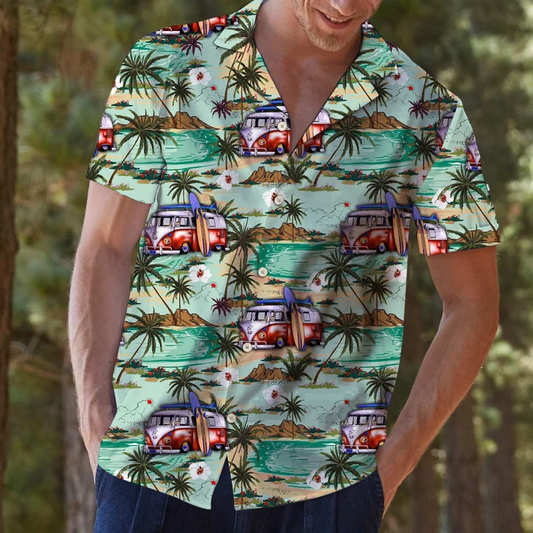 Caravan Beach Time Of Summer Design Hawaiian Shirt HO2141