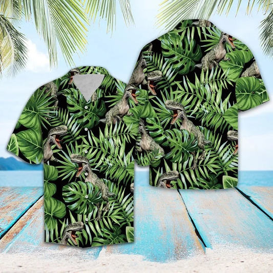 Dinosaur In Deep Forest Design Hawaiian Shirt HO2139