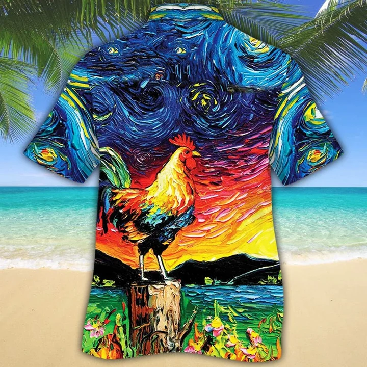 Awesome Rooster Gift For Animal Lovers Appealing Night Sky Art Hawaiian Shirt HO2119