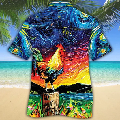 Awesome Rooster Gift For Animal Lovers Appealing Night Sky Art Hawaiian Shirt HO2119