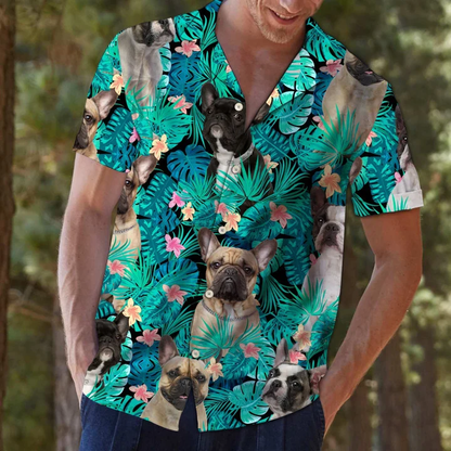 Wonderful French Bulldog Tropical Jungle Design Hawaiian Shirt HO2124