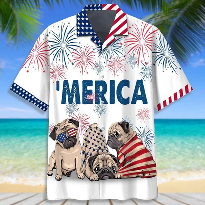 Love Pug 4th of july Hawaiian Shirt, Independence Day hawaii shirt for Men, Women HO2116