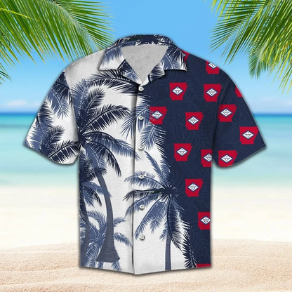 Arkansas Flag With Palm Trees Design Hawaiian Shirt HO2092