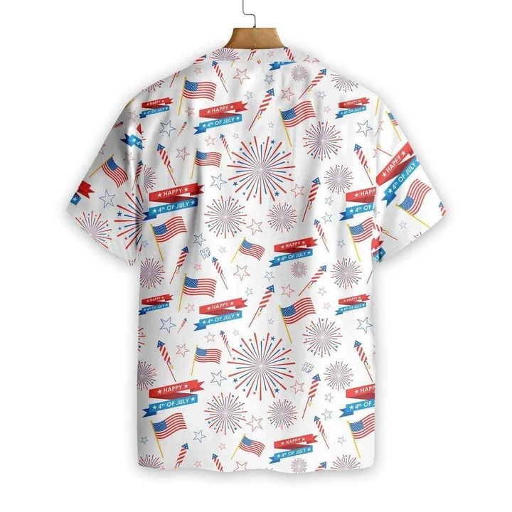 4Th of july hawaii shirt Flag On White Watercolor Hawaiian Shirt HO2056