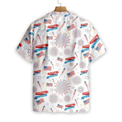4Th of july hawaii shirt Flag On White Watercolor Hawaiian Shirt HO2056