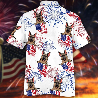 Cool German Shepherd White 4th of july Hawaiian Shirt HO2072