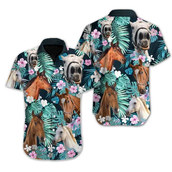 Wild And Free Horse Tropical Design Hawaiian Shirt, Gift for horse lovers HO1937