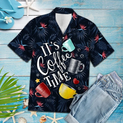 Amazing It's Coffee Time Gift For Coffeeholic Pattern Hawaiian Shirt HO1941