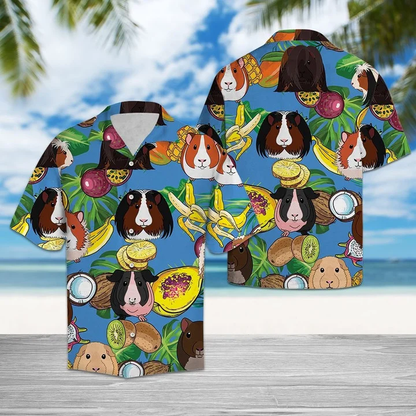 Guinea Pig Love Fruit On Blue Hawaiian Shirt HO1939