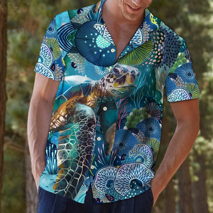 Turtle The Beauty Of Coral Hawaiian Shirt, gift for turtle lovers HO1961
