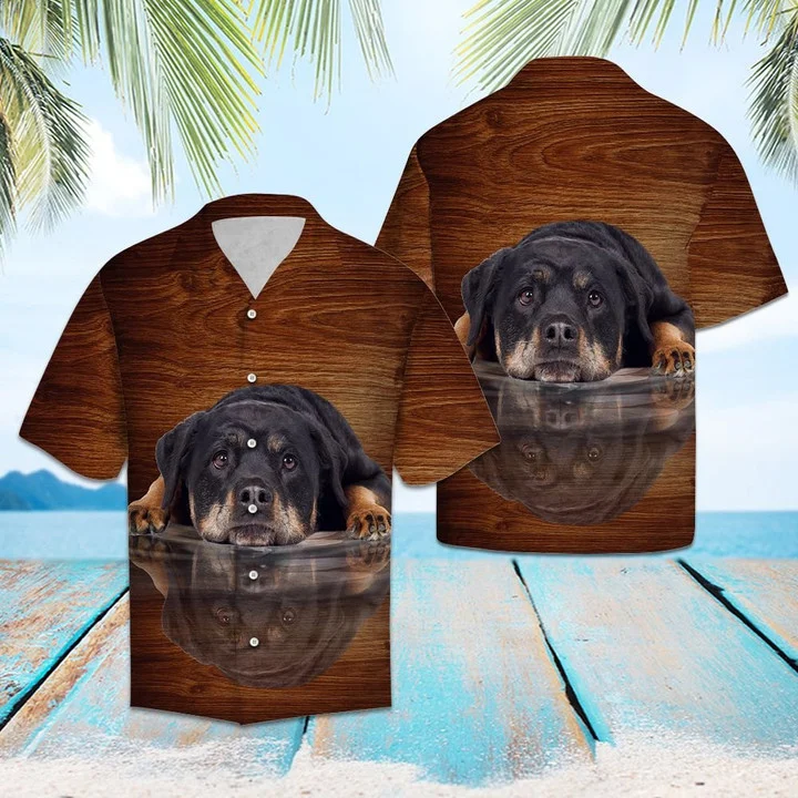 Smart Rottweiler Dog Lying Mirror Hawaiian Shirt HO1958
