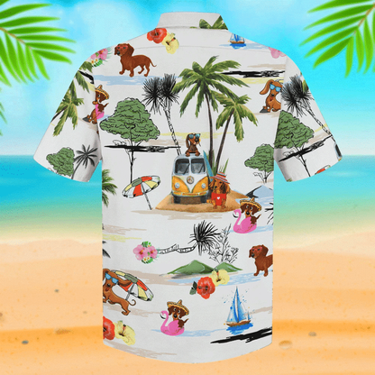 Beach And Dachshunds Cute Beach Cartoon Hawaiian Shirt HO1954