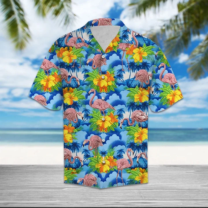 Flamingo Blue Hawaiian Vintage Hawaiian Shirt HO1886