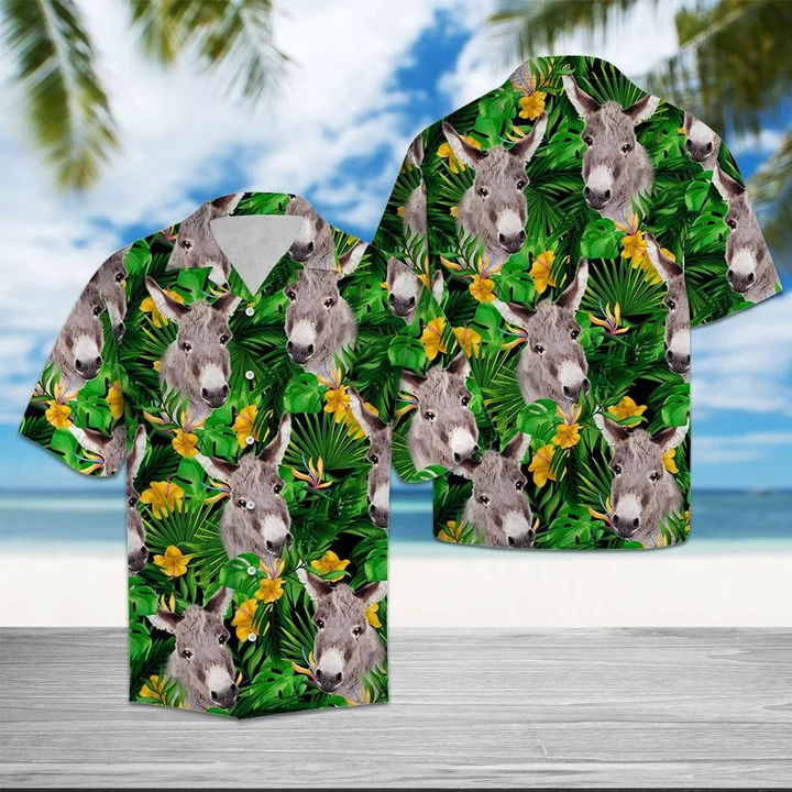 Donkey With Yellow Flowers And Green Leaves Hawaiian Shirt HO1951