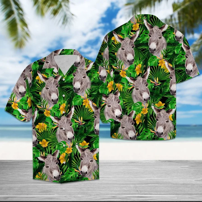 Donkey With Yellow Flowers And Green Leaves Hawaiian Shirt HO1951