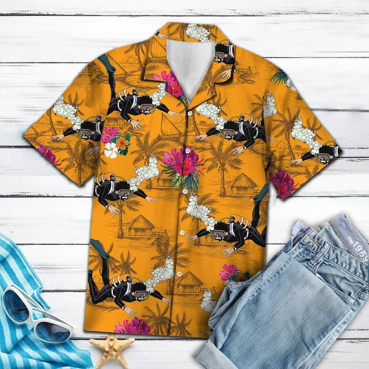 All About Scuba Diving Tropical Flowers Hawaiian Shirt HO1906