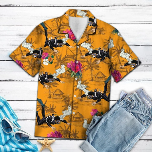 All About Scuba Diving Tropical Flowers Hawaiian Shirt HO1906